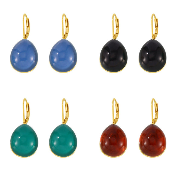 Wholesale Women's 316L Stainless Steel And Resin Geometric Electroplated Water Drops Earrings