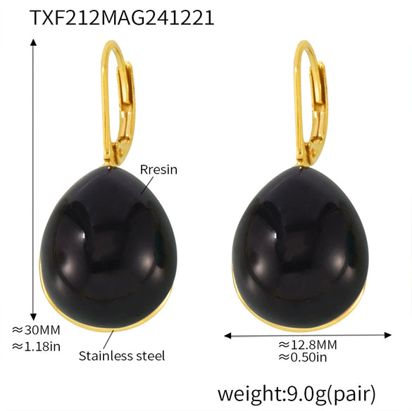 Wholesale Women's 316L Stainless Steel And Resin Geometric Electroplated Water Drops Earrings