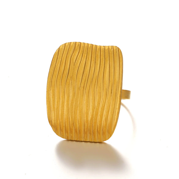 Wholesale Women's Stainless Steel And Resin Geometric Rectangular Ring With 18K Gold Electroplating