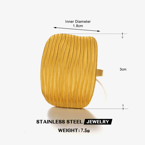 Wholesale Women's Stainless Steel And Resin Geometric Rectangular Ring With 18K Gold Electroplating