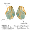 Wholesale Women's Stainless Steel And Resin Geometric Smudged Irregular Chubby Earrings With Pvd Furnace Vacuum Real Gold Plating Sweet And Cool Style