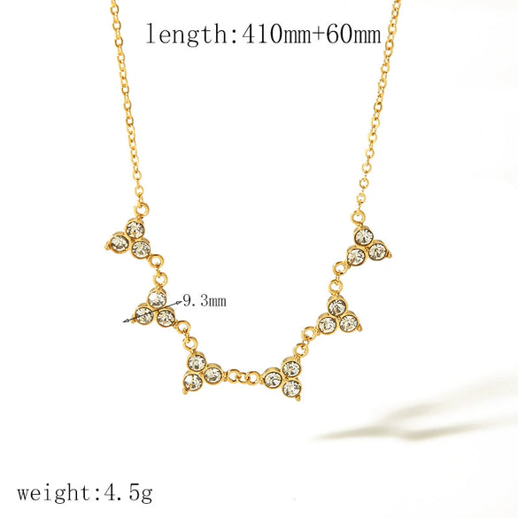 Wholesale Women's Stainless Steel And Rhinestones Geometric Triangle Pendant Necklace With Electroplating Treatment Light Luxury Fashion Style