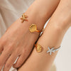 Wholesale Women's Stainless Steel And Shell Electroplated Starfish Ocean Element Open Bracelet Jewelry