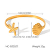 Wholesale Women's Stainless Steel And Shell Electroplated Starfish Ocean Element Open Bracelet Jewelry