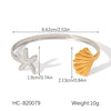 Wholesale Women's Stainless Steel And Shell Electroplated Starfish Ocean Element Open Bracelet Jewelry