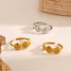 Wholesale Women's Stainless Steel And Shell Geometric Style Seaside Hip Hop Ring With Electroplating
