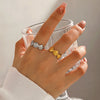 Wholesale Women's Stainless Steel And Shell Geometric Style Seaside Hip Hop Ring With Electroplating