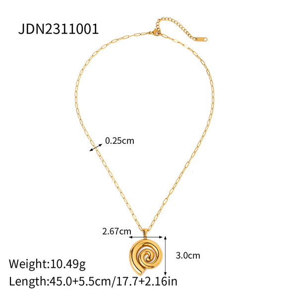 Wholesale Women's Stainless Steel And 925 Silver Geometric Threaded Hoop Pendant Necklace With Electroplating