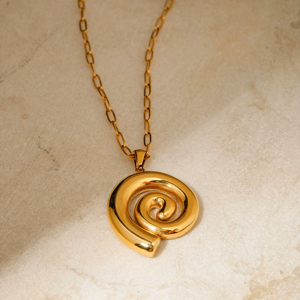 Wholesale Women's Stainless Steel And 925 Silver Geometric Threaded Hoop Pendant Necklace With Electroplating