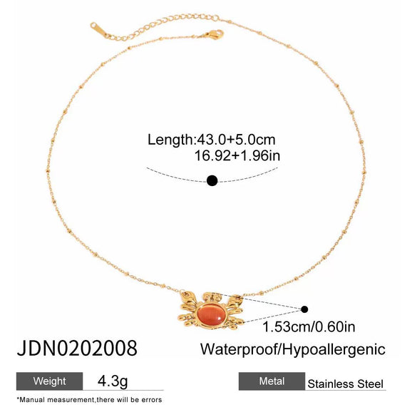 Wholesale Women's Stainless Steel And Titanium Steel Animal Geometric Pendant Clip Bead Ball Chain Necklace With Electroplating
