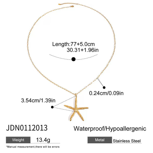Wholesale Women's Stainless Steel And Titanium Steel Animal Style Geometric Starfish Necklace With Electroplating