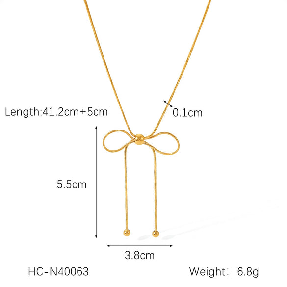 Wholesale Women's Stainless Steel And Titanium Steel Bow Geometric Retro Elegant Snake Bone Chain Necklace With Electroplating