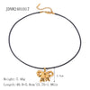Wholesale Women's Stainless Steel And Titanium Steel Bow Pendant Necklace With Black Wax Rope And Electroplating Design