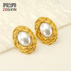 Wholesale Women's 316L Stainless Steel And Titanium Steel Braided Earrings With Geometric Pattern And 18K Gold Plated Electroplating Style