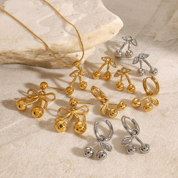 Wholesale Women's Stainless Steel And Titanium Steel Cherry Jewelry With Geometric Pattern And Electroplating Treatment
