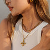 Wholesale Women's Stainless Steel And Titanium Steel Cross Pendant Necklace With Geometric Pattern And 18K Gold Plated Electroplating