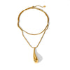 Wholesale Women's Stainless Steel And Titanium Steel Drop Shape Hollow Pendant Necklace With Electroplating