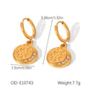 Wholesale Women's Stainless Steel And Titanium Steel Earrings With Star Shape Pvd Vacuum Plated Real Gold And Diamond