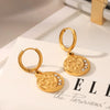 Wholesale Women's Stainless Steel And Titanium Steel Earrings With Star Shape Pvd Vacuum Plated Real Gold And Diamond