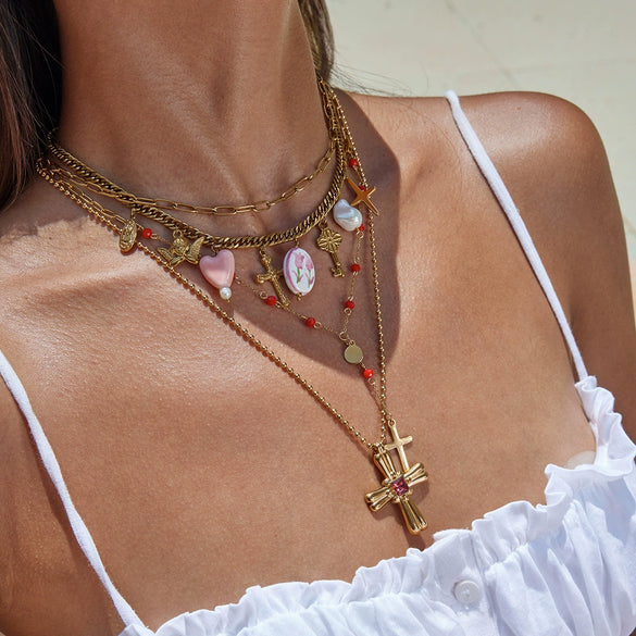 Wholesale Women's Stainless Steel And Titanium Steel Electroplated Geometric Necklace