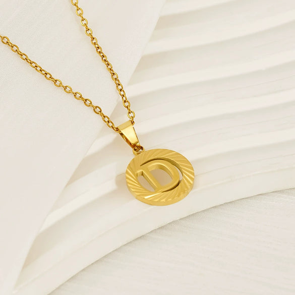 Wholesale Women's Stainless Steel And Titanium Steel Electroplated Round Pattern Letters And Numbers Necklace With Cross Chain