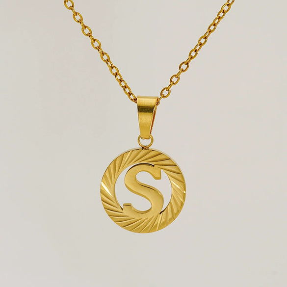 Wholesale Women's Stainless Steel And Titanium Steel Electroplated Round Pattern Letters And Numbers Necklace With Cross Chain