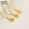 Wholesale Women's Stainless Steel And Titanium Steel Electroplated Round Pattern Letters And Numbers Necklace With Cross Chain