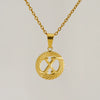 Wholesale Women's Stainless Steel And Titanium Steel Electroplated Round Pattern Letters And Numbers Necklace With Cross Chain