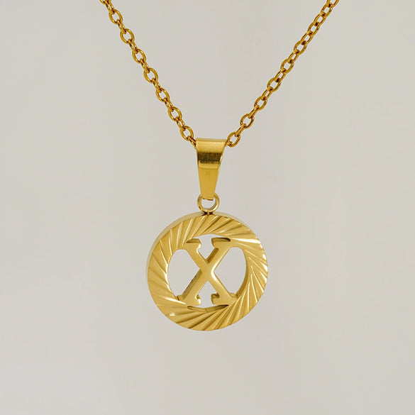 Wholesale Women's Stainless Steel And Titanium Steel Electroplated Round Pattern Letters And Numbers Necklace With Cross Chain
