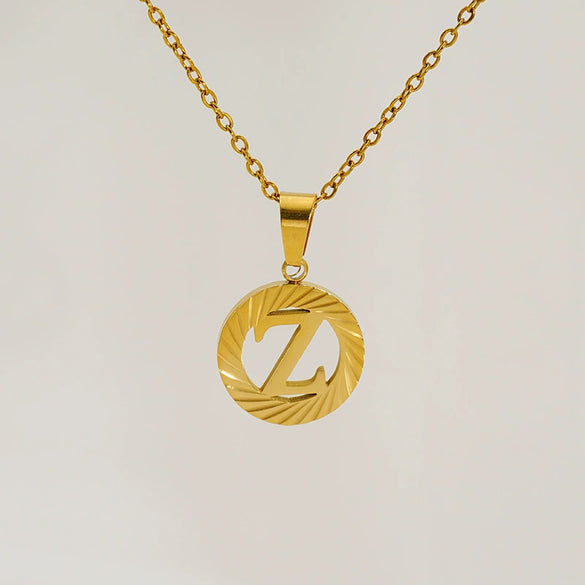 Wholesale Women's Stainless Steel And Titanium Steel Electroplated Round Pattern Letters And Numbers Necklace With Cross Chain