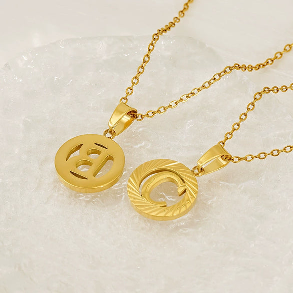Wholesale Women's Stainless Steel And Titanium Steel Electroplated Round Pattern Letters And Numbers Necklace With Cross Chain
