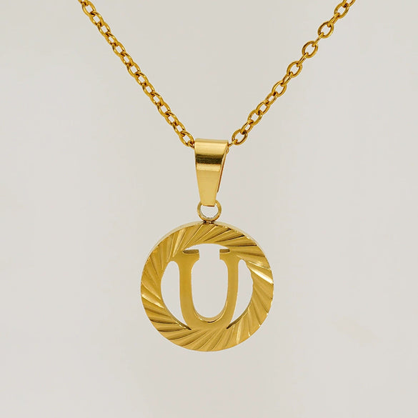 Wholesale Women's Stainless Steel And Titanium Steel Electroplated Round Pattern Letters And Numbers Necklace With Cross Chain