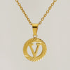 Wholesale Women's Stainless Steel And Titanium Steel Electroplated Round Pattern Letters And Numbers Necklace With Cross Chain