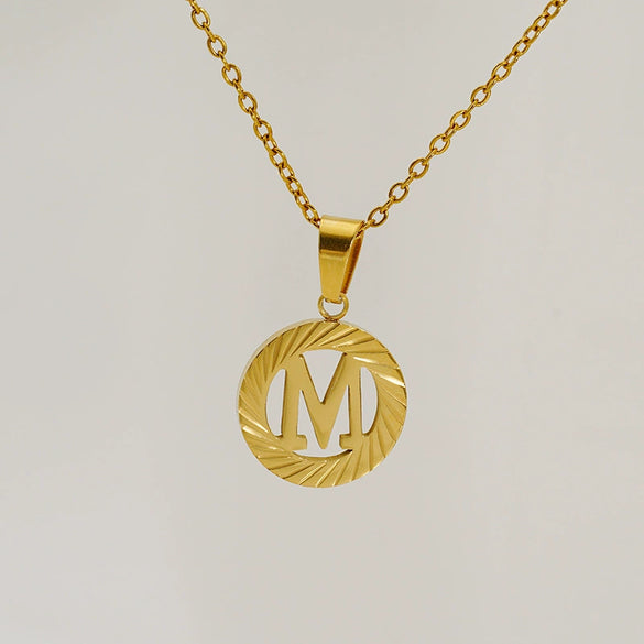 Wholesale Women's Stainless Steel And Titanium Steel Electroplated Round Pattern Letters And Numbers Necklace With Cross Chain