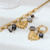 Wholesale Women's Stainless Steel And Titanium Steel Electroplated Sweater Chain Necklace And Earrings Jewelry Set In Minimalist Ins Style