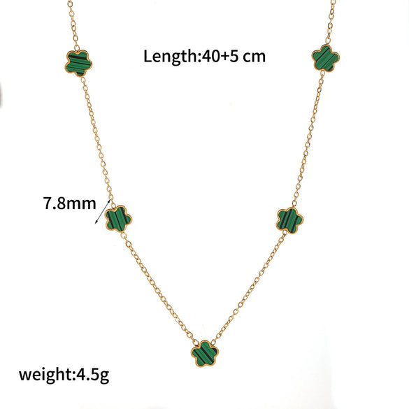 Wholesale Women's Stainless Steel And Titanium Steel Flowershaped Necklace With Electroplating And O Word Chain Versatile Style