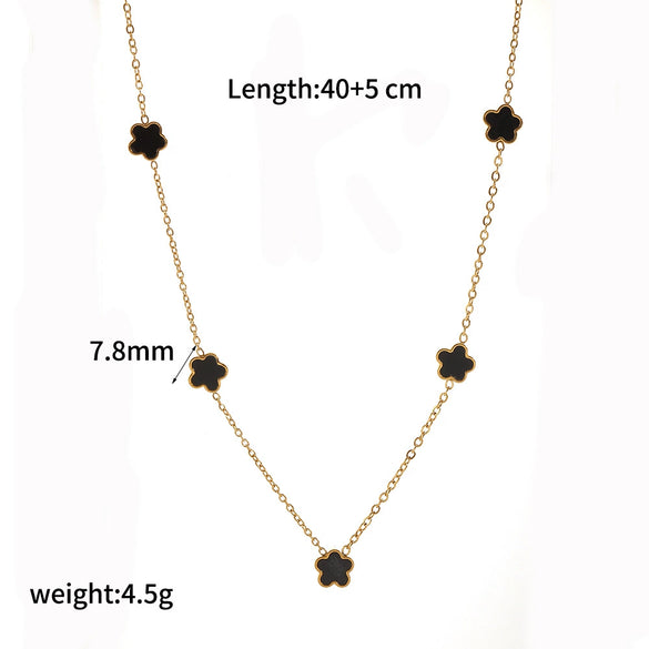 Wholesale Women's Stainless Steel And Titanium Steel Flowershaped Necklace With Electroplating And O Word Chain Versatile Style