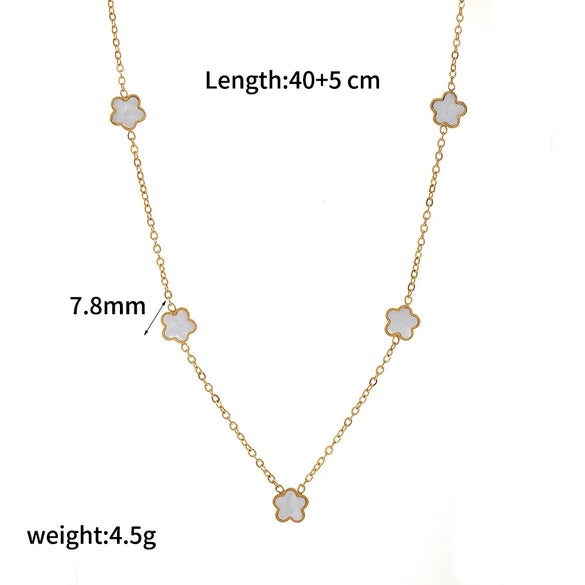 Wholesale Women's Stainless Steel And Titanium Steel Flowershaped Necklace With Electroplating And O Word Chain Versatile Style