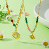 Wholesale Women's Stainless Steel And Titanium Steel Geometric Beaded Sun Pendant Necklace With Electroplating