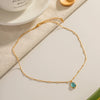 Wholesale Women's Stainless Steel And Titanium Steel Geometric Blue Opal Necklace With 18K Gold Plated Electroplating Treatment