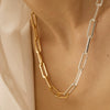 Wholesale Women's Stainless Steel And Titanium Steel Geometric Cross Chain Necklace With Electroplating