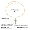 Wholesale Women's Stainless Steel And Titanium Steel Geometric Cross Pendant Lip Chain Jewelry With Electroplating And Zirconium Inlaid