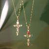Wholesale Women's Stainless Steel And Titanium Steel Geometric Cross Pendant Lip Chain Jewelry With Electroplating And Zirconium Inlaid