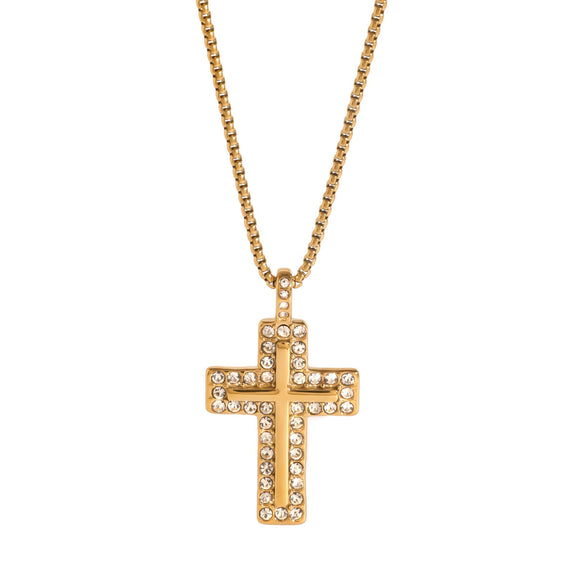 Wholesale Women's Stainless Steel And Titanium Steel Geometric Cross Pendant Necklace With Electroplating Design