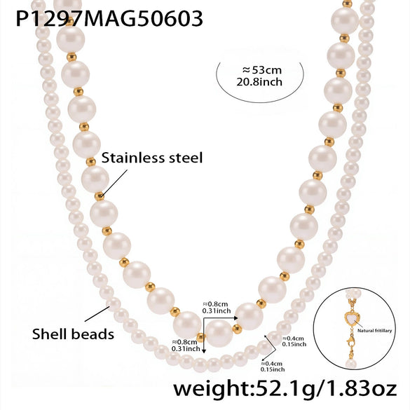 Wholesale Women's 316L Stainless Steel And 316L Stainless Steel Geometric Double Layer Necklace With Electroplating