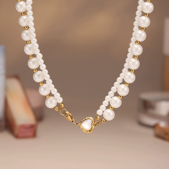Wholesale Women's 316L Stainless Steel And 316L Stainless Steel Geometric Double Layer Necklace With Electroplating