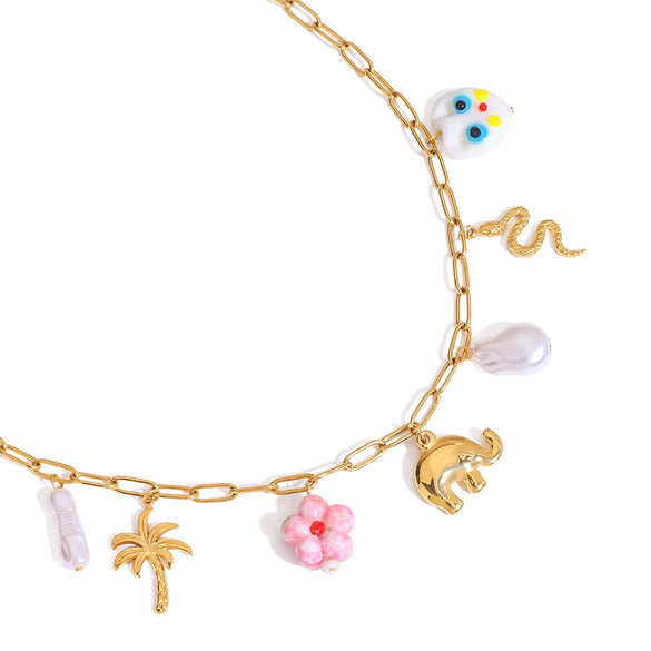 Wholesale Women's Stainless Steel And Titanium Steel Geometric Original Design Minimalist Necklace With Electroplating