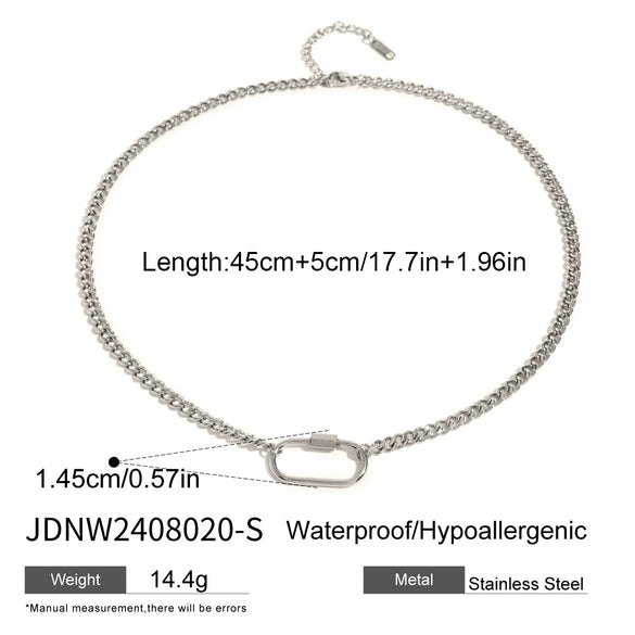 Wholesale Women's Stainless Steel And Titanium Steel Geometric Oval Live Ring Necklace With Electroplating And Original Design