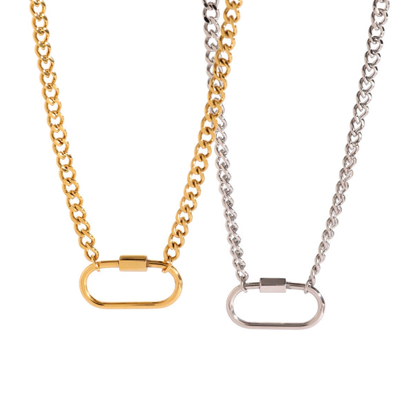 Wholesale Women's Stainless Steel And Titanium Steel Geometric Oval Live Ring Necklace With Electroplating And Original Design