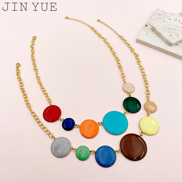 Wholesale Women's Stainless Steel And Titanium Steel Geometric Pendant Necklace With Electroplating Treatment